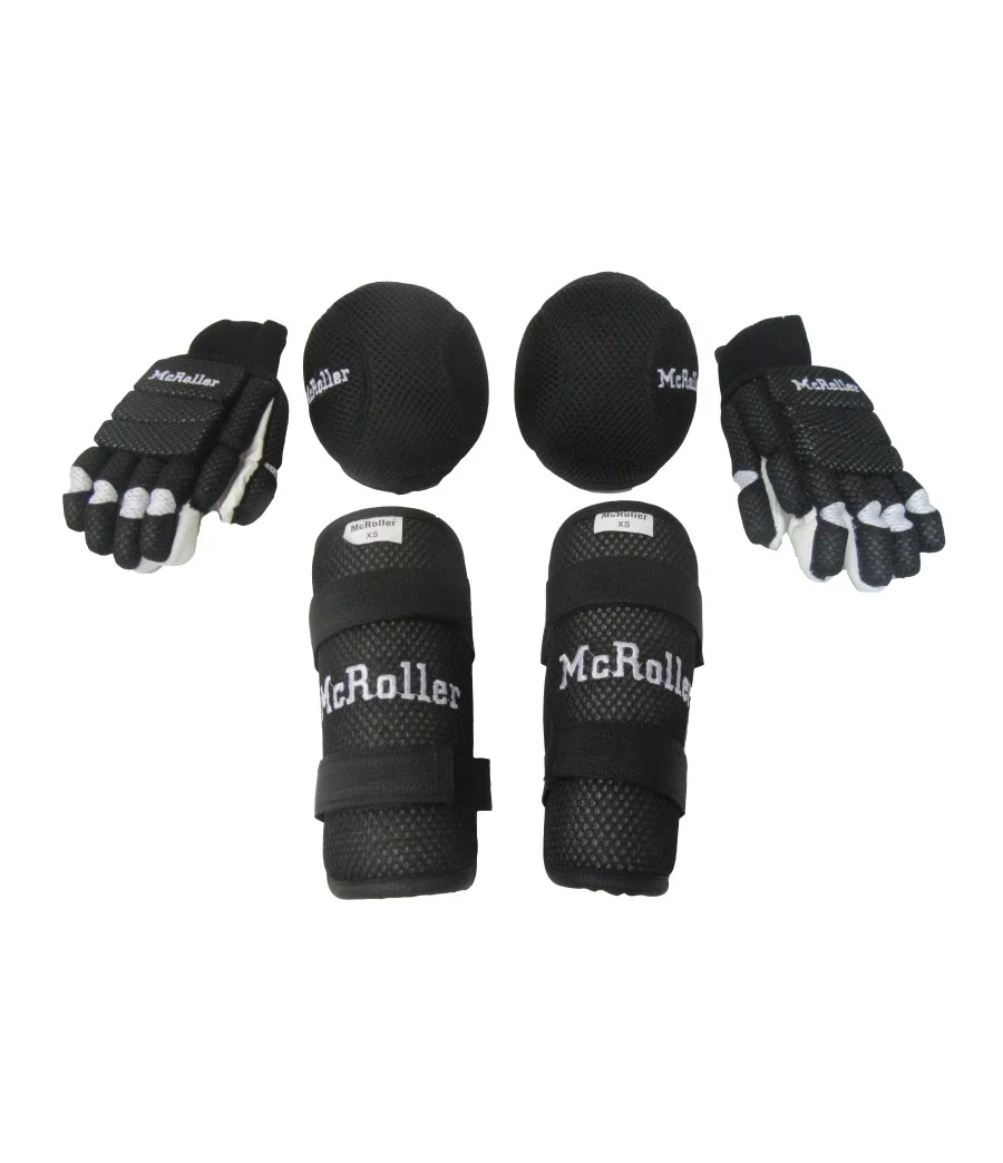 SET PACK 3 PCS MESH Rodillera, Guantes y Espinilleras McRoller NEGRO (XXXXS, XXXS, XXS, XS, S)