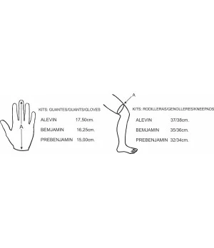 Kit Reno Iniciación (guantes, rodilleras y espinilleras) Prebenjamín Azul-Blanco