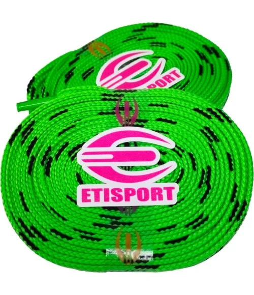 Par cordones Etisport para Hockey Patines Verde flúor con pintas negras(3 m)