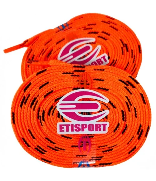 Par cordones Etisport para hockey patins naranja flúor con pintas negras (3 m)