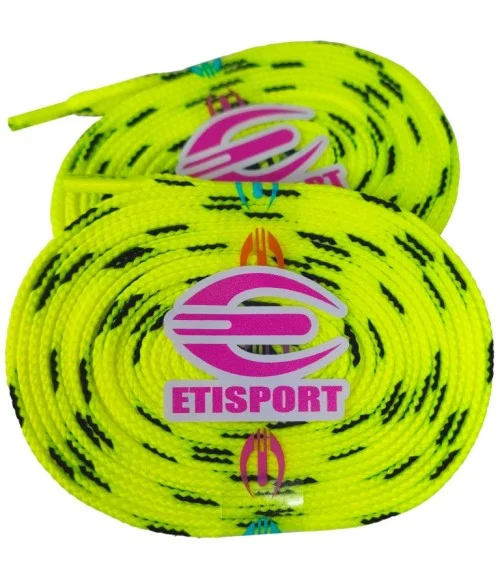 Par cordones Etisport para hockey patins amarillo flúor con pintas negras (3 m)