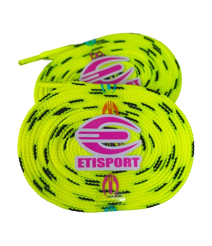 Par cordones Etisport para hockey patins amarillo flúor con