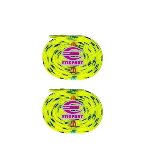Par cordones Etisport para hockey patins amarillo flúor con
