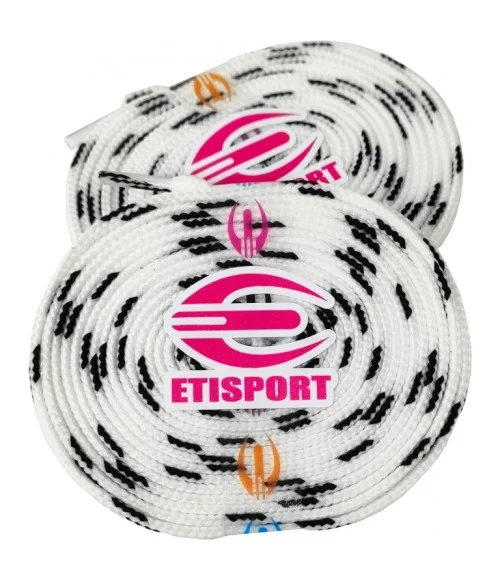 Parell de cordons Etisport per a hoquei patins blanc amb pintes negres (3 m)