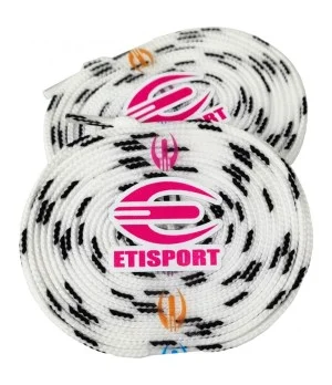 Par cordones Etisport para hockey patines blanco con pintas negras (3 m)