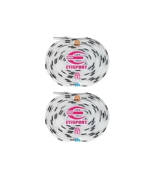 Par cordones Etisport para hockey patines blanco con pintas negras (3 m)