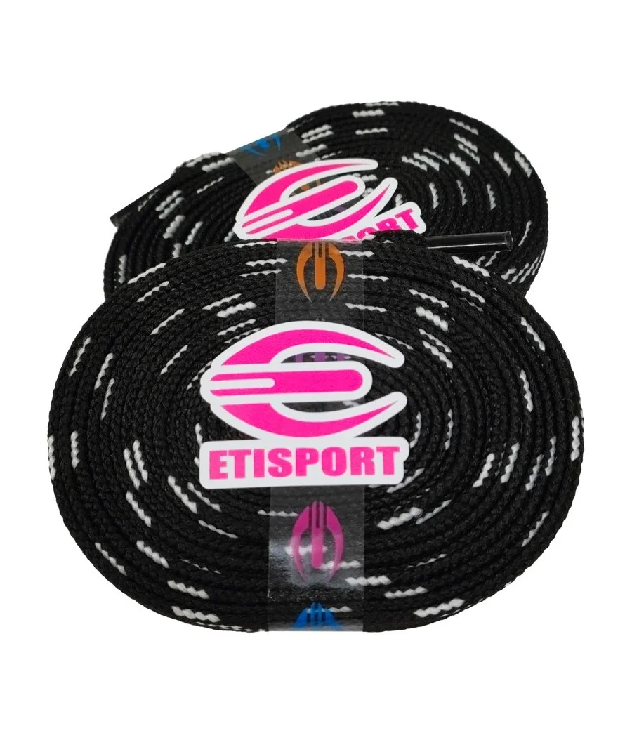 Par cordones Etisport para hockey patins negro con pintas blancas (3 m) Par cordones Etisport para hockey patins negro con pintas blancas (3 m)