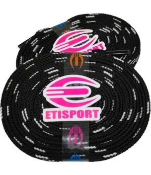Par cordones Etisport para hockey patins negro con pintas blancas (3 m)