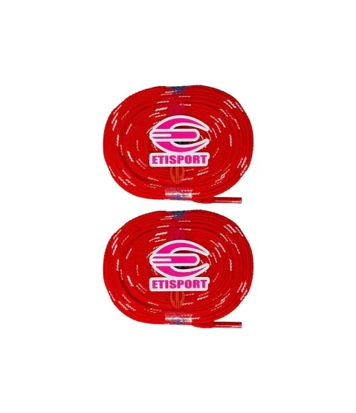 Par cordones Etisport para hockey patines rojo con pintas