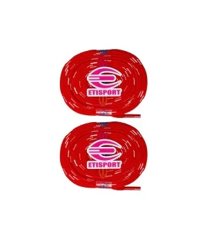 Par cordones Etisport para hockey patines rojo con pintas