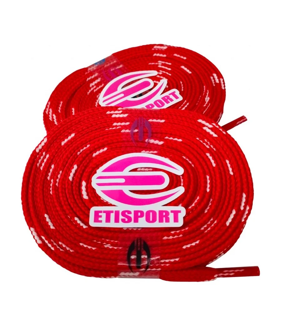 Par cordones Etisport para hockey patines rojo con pintas