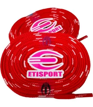 Par cordones Etisport para hockey patines rojo con pintas