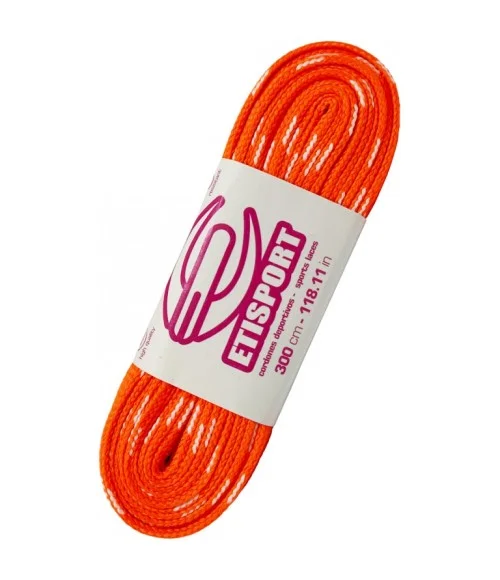 Par cordones Etisport para hockey patines naranja con pintas blancas (3 m)