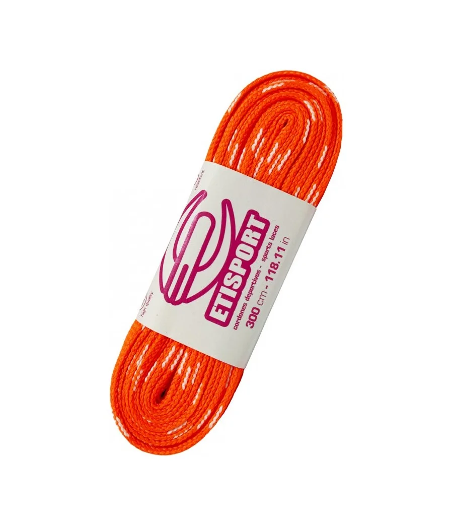 Parell de cordons Etisport per a hoquei patins taronja amb pintes blanques (3 m)