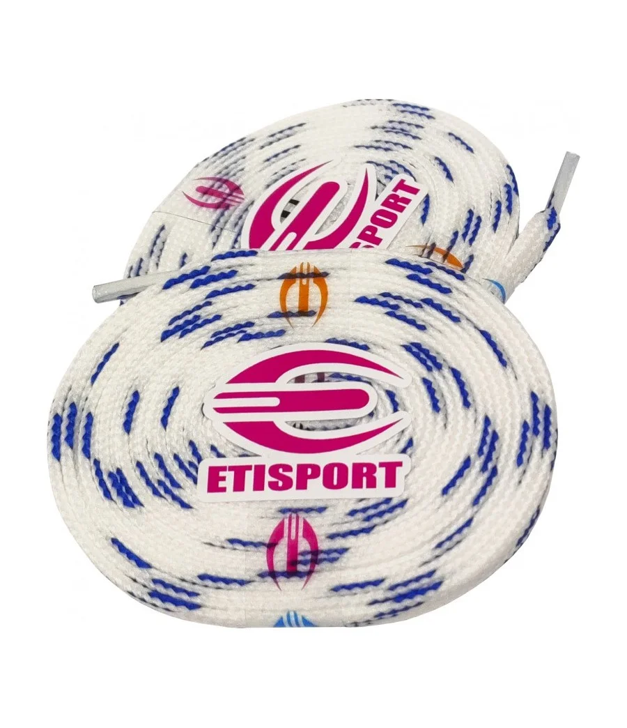 Parell de cordons Etisport per a hoquei patins blanc amb pintes