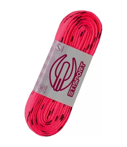 Par cordones Etisport para hockey patines rosa flúor con pintas negras (3 m)