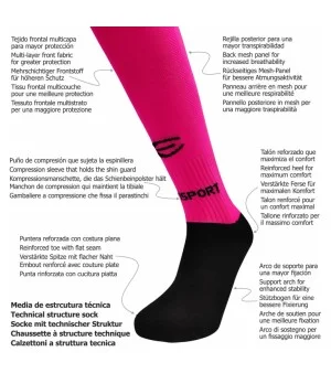 Medias Etisport fucsia y negro)
