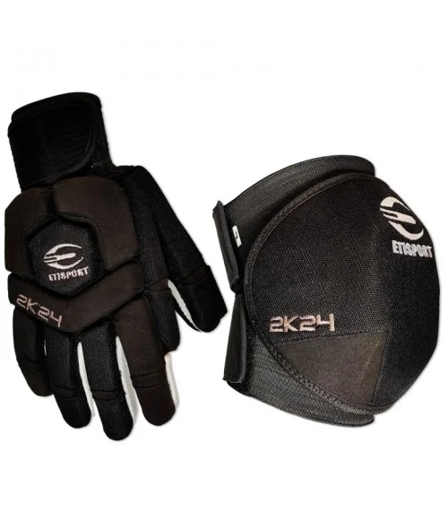 Pack Protecciones Etisport Rodilleras y Guantes Negro - Talla S