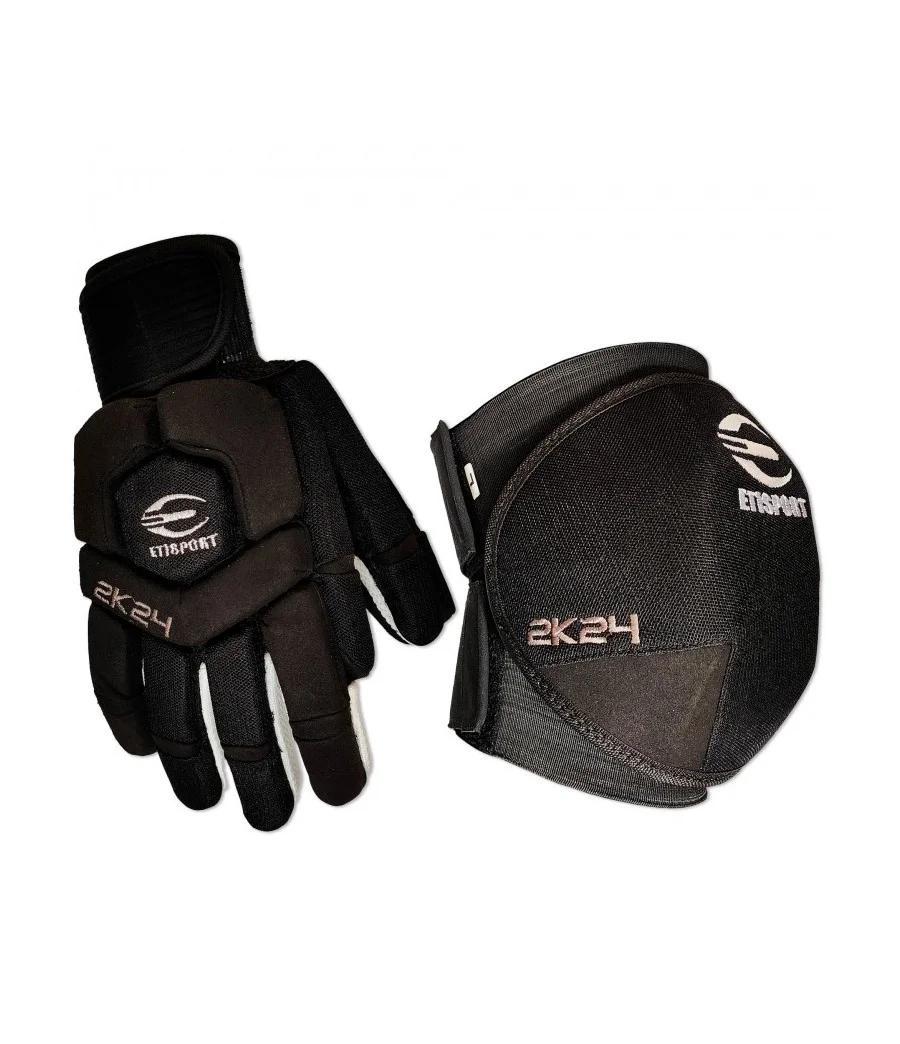 Pack Protecciones Etisport Rodilleras y Guantes Negro - Talla S