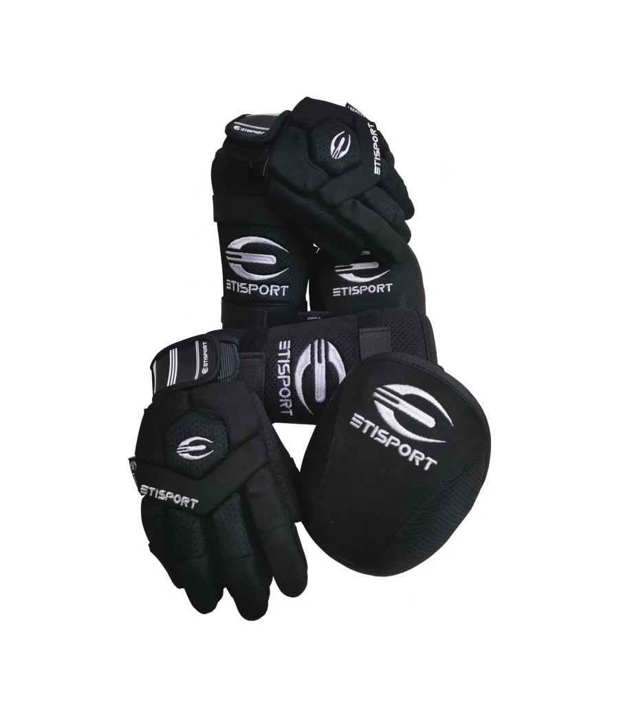 Kit 3pcs Etisport Iniciació (guants, genolleres i canellera) Negre - Talla XXS
