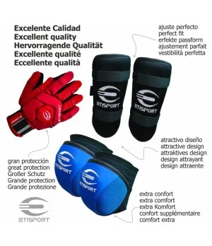 Kit 3pcs Etisport Iniciació (guants, genolleres i canellera) Negre - Talla S
