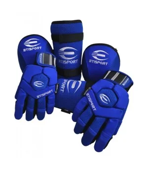Kit 3pcs Etisport Iniciación (guantes, rodilleras y espinillera) Azul- Talla XXXS
