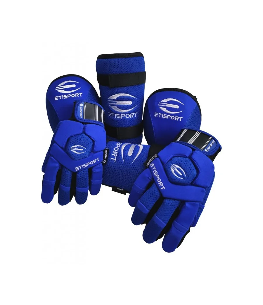 Kit 3pcs Etisport Iniciació (guants, genolleres i canellera) Blau - Talla XS