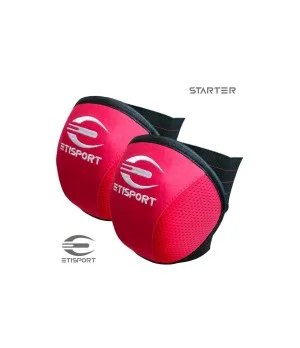 Kit 3pcs Etisport Iniciación (guantes, rodilleras y espinillera) Rojo - Talla XS