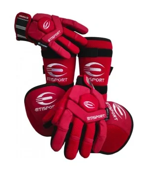 Kit 3pcs Etisport Iniciación (guantes, rodilleras y espinillera) Rojo - Talla XS