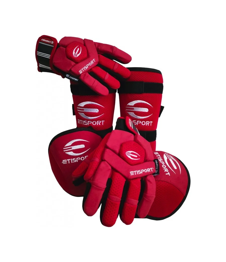 Kit 3pcs Etisport Iniciación (guantes, rodilleras y espinillera) Rojo - Talla S
