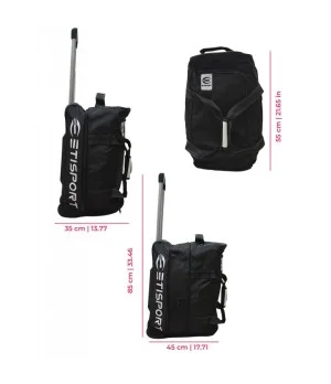 Trolley jugador Etisport 3 Ruedas 60cm (Negro y Blanco)