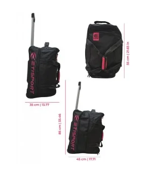 Trolley jugador Etisport 3 Rodes 60cm (Negre i Fucsia)