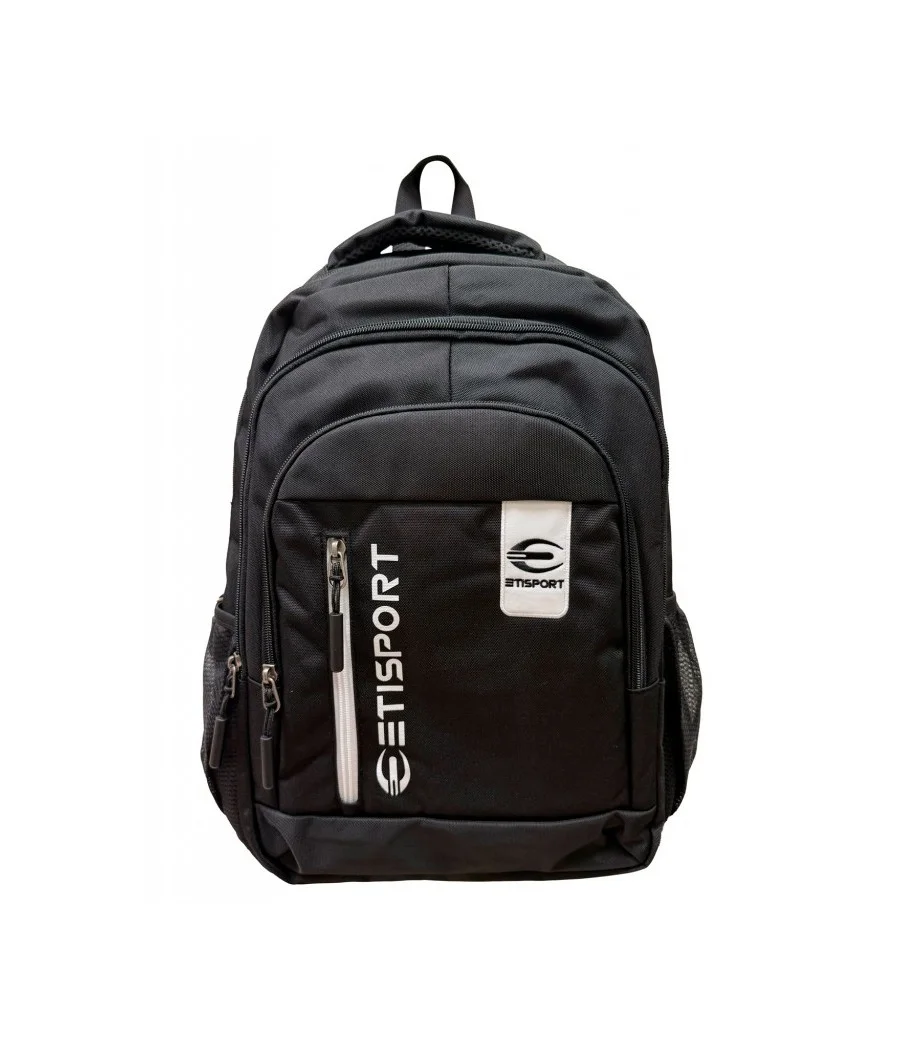 Mochila deportiva Etisport con varios compartimentos. Detalles en blanco