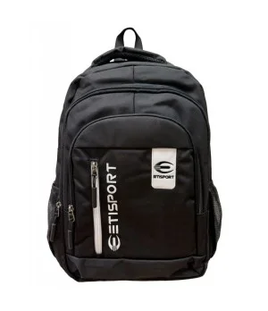 Mochila deportiva Etisport con varios compartimentos. Detalles en blanco