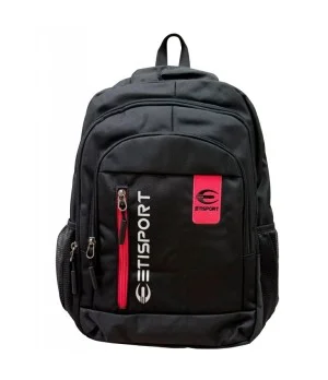 Motxilla esportiva Etisport amb diversos compartiments. Detalls en fucsia