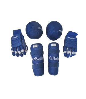 Set pack 3 pcs MESH genolleres, guants i canelleres McRoller blau. Talla XXS