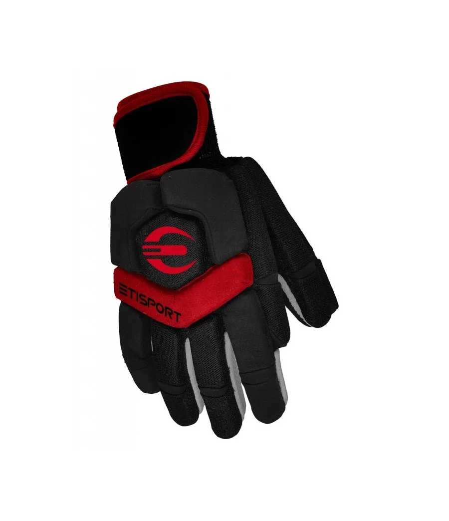 Guantes Hockey Patines Profesional ETISPORT 2K24 Talla M Color negro-rojo