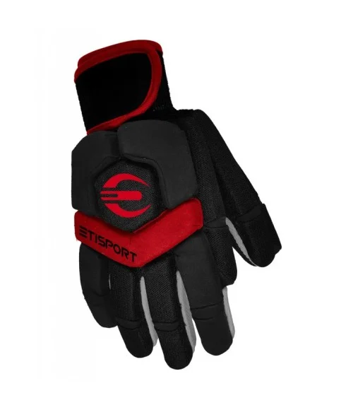 Guantes Hockey Patines Profesional ETISPORT 2K24 Talla L Color negro-rojo
