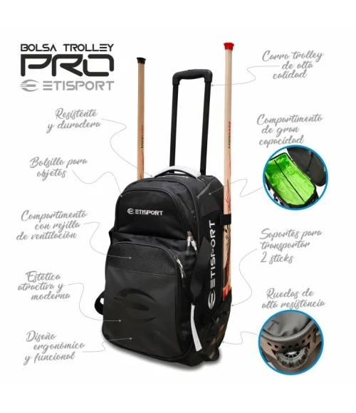 Trolley Hockey Etisport PRO–Bolsa deportiva grande semi-rígida