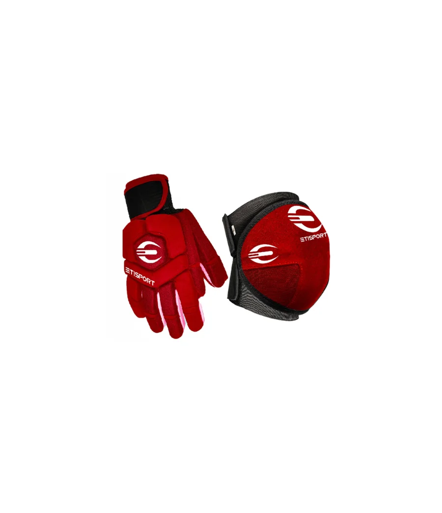 Pack Protecciones Etisport Rodilleras y Guantes Rojo Talla S