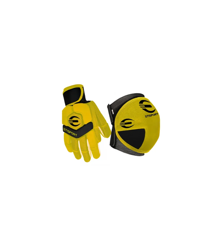 Pack Protecciones Etisport Rodilleras y Guantes Amarillo Talla XL