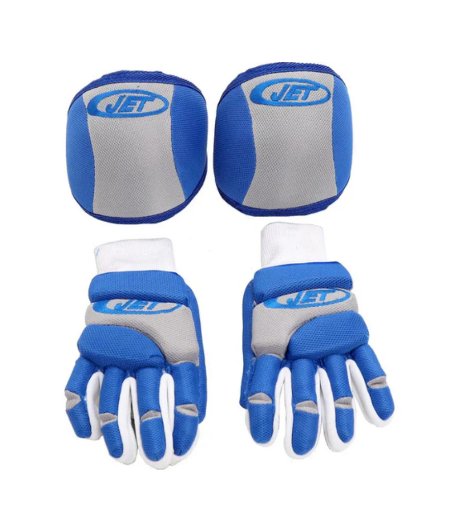 Kit Jet iniciación guantes y rodilleras Junior L (Azul-Blanco)