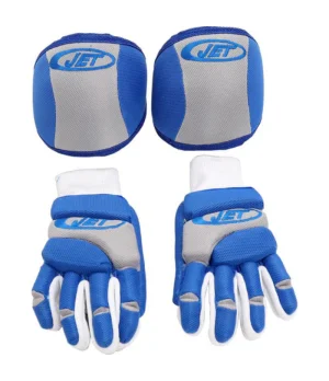 Kit Jet iniciación guantes y rodilleras Junior L (Azul-Blanco)
