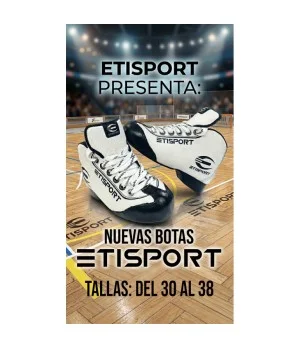 Botas Etisport Iniciación blanca con detalles negros. Tallas 30-38