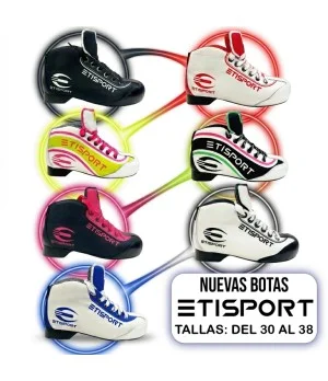Botes Etisport Iniciació blanca amb detalls en blau. Talles 30-38