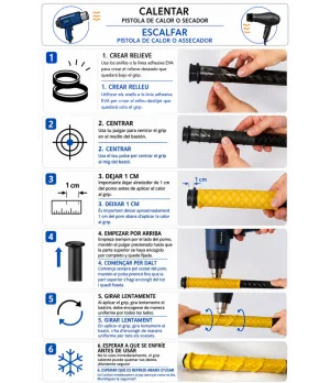 Empuñadura amarilla de silicona termorretráctil para stick de hockey
