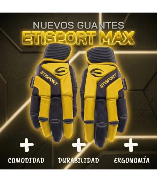 Guantes Hockey Patines Etisport MAX Talla XS Color Amarillo