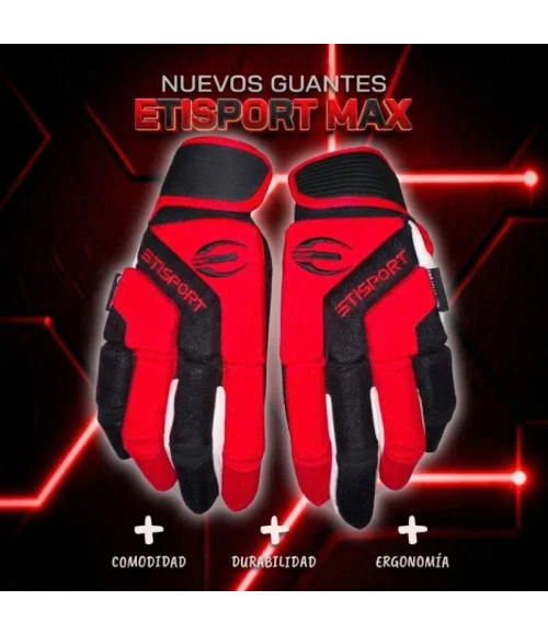 Guants Hoquei Patins Etisport MAX Talla XL Color Negre i Vermell