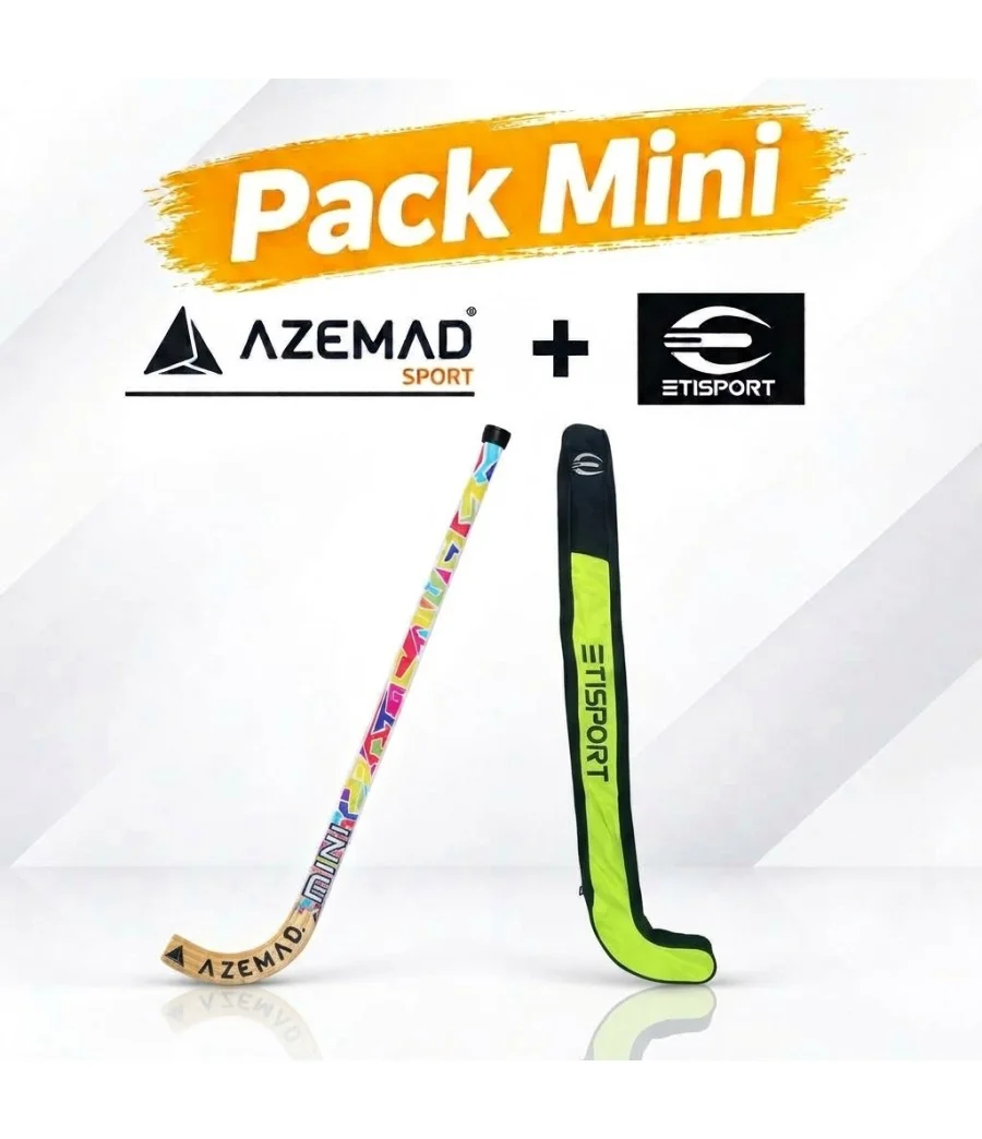 Pack Iniciació Azemad Mini Hockey + bossa Etisport Groga: 1 stick + 1 bossa portasticks