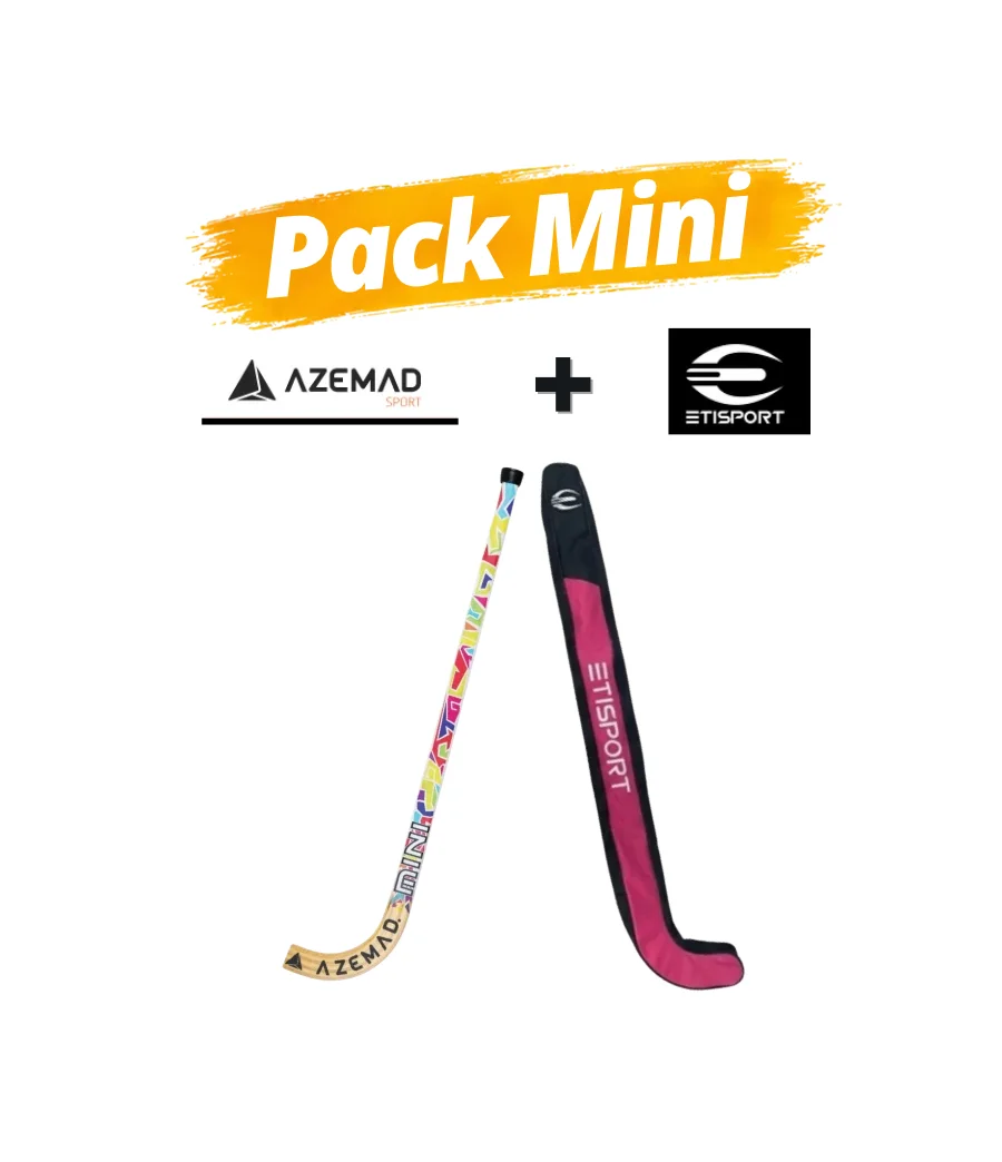 Pack Iniciación Azemad Mini Hockey + bolsa Etisport Rosa: 1 stick + 1 bolsa portasticks